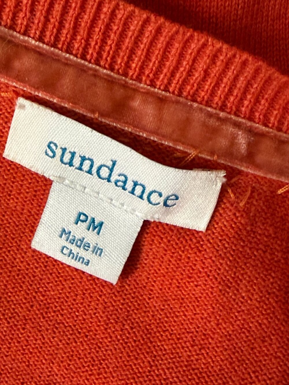 Sundance Salado Cardigan Sweater Beaded Embroidered Paisley Orange M Petite PM - Picture 5 of 8